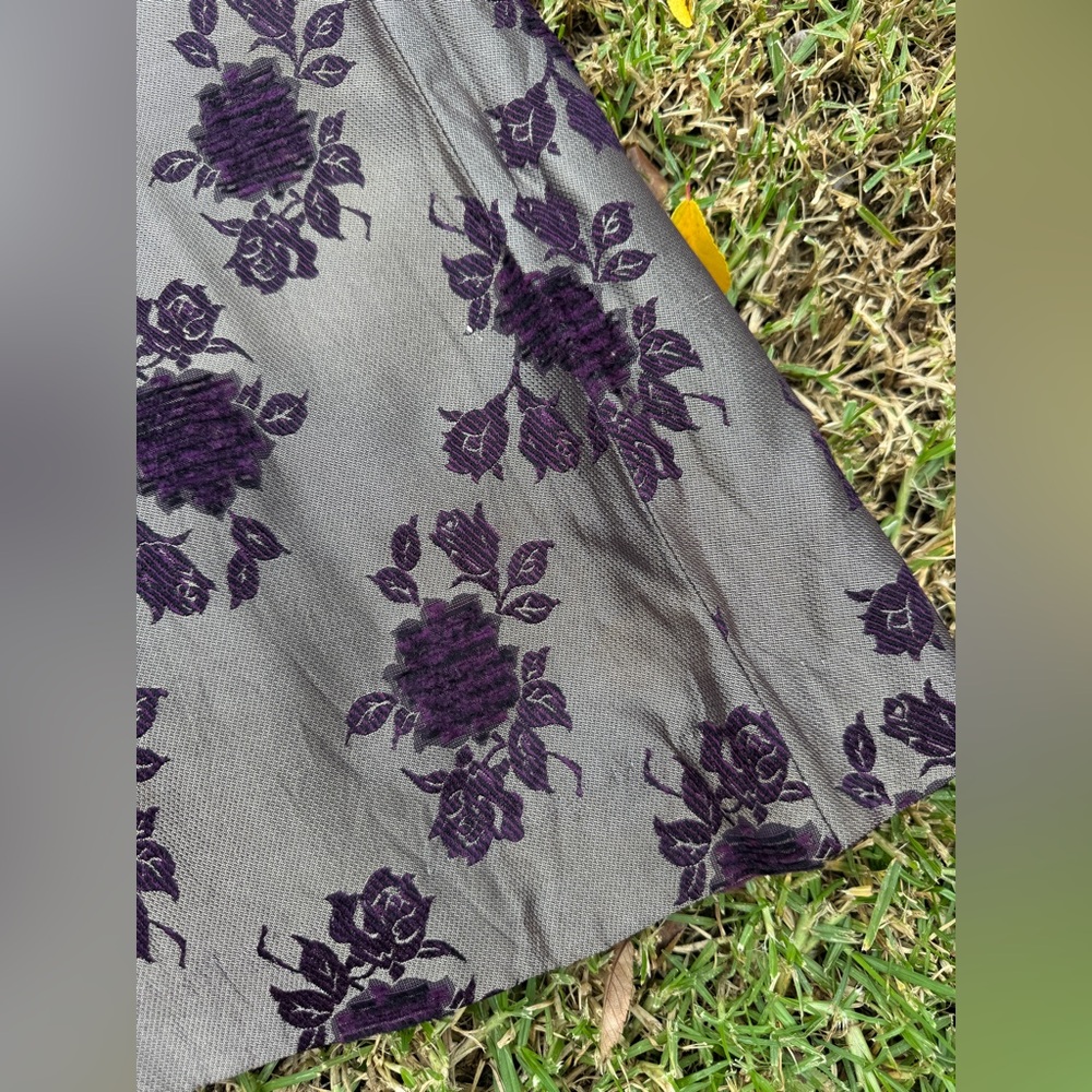 70s Vintage Victorian Revival Silver Floral Maxi Dress Sz Sm - Picture 2 of 9